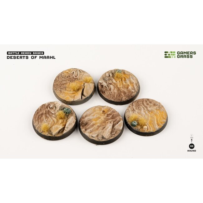 Gamers Grass GamersGrass: Bases - Deserts of Maahl Round 40mm Battle Ready (5)
