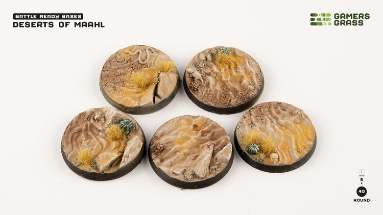 Gamers Grass GamersGrass: Bases - Deserts of Maahl Round 40mm Battle Ready (5)