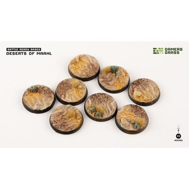 Gamers Grass GamersGrass: Bases - Deserts of Maahl Round 32mm Battle Ready (8)