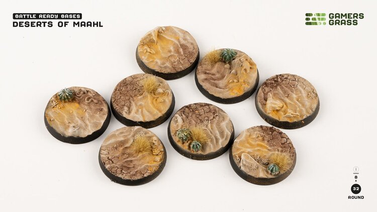 Gamers Grass GamersGrass: Bases - Deserts of Maahl Round 32mm Battle Ready (8)