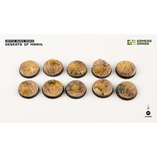 Gamers Grass GamersGrass: Bases - Deserts of Maahl Round 25mm Battle Ready (10)