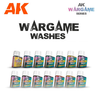 AK Interactive Full Range: Wargame Washes - 14 Units