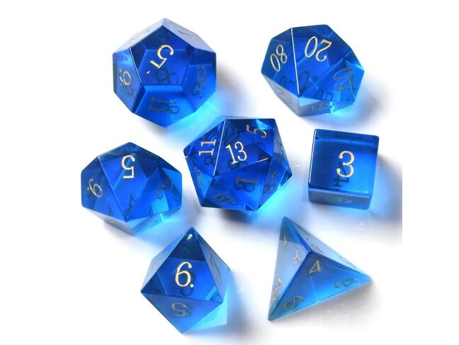 Würfelz Blue Glass - 7 Die Glass Set