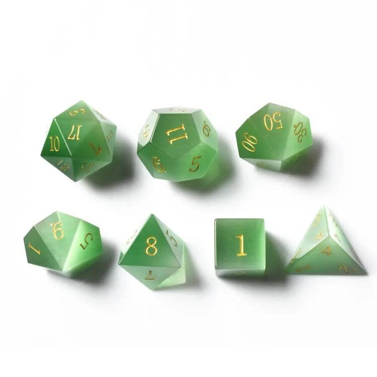 Würfelz Green Cat's Eye - 7 Die Stone Set