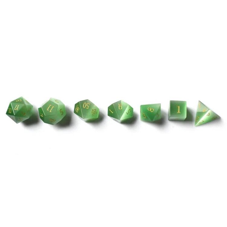 Würfelz Green Cat's Eye - 7 Die Stone Set