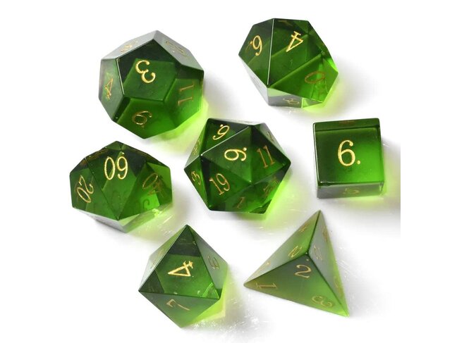 Würfelz Green Glass - 7 Die Glass Set