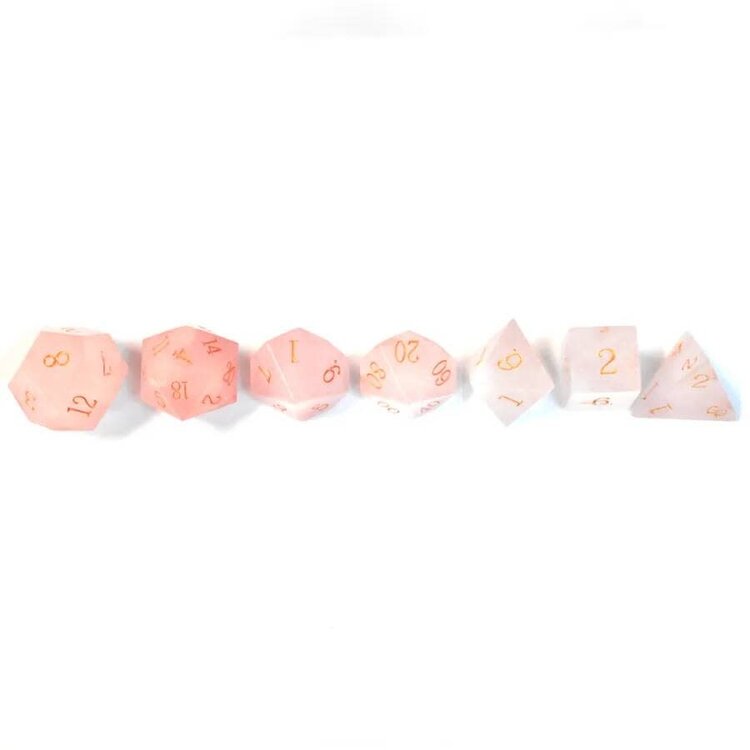 Würfelz Rose Quartz - 7 Die Stone Set