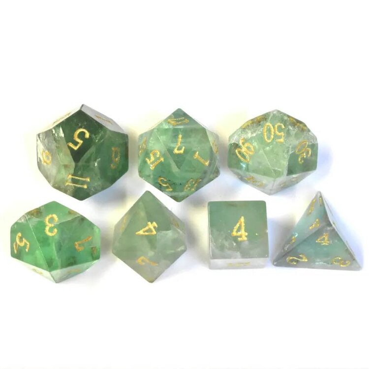 Würfelz Green Fluorite - 7 Die Stone Set