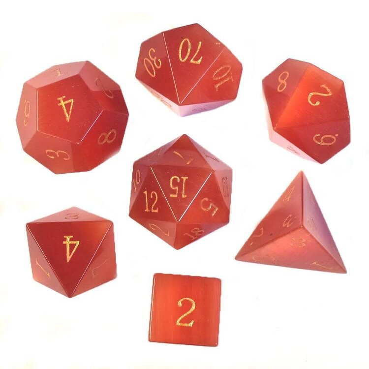 Würfelz Red Cats-Eye - 7 Die Stone Set