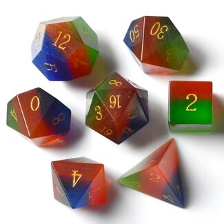 Würfelz Tricolor Cat's Eye - 7 Die Stone Set