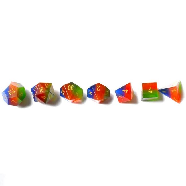 Würfelz Tricolor Cat's Eye - 7 Die Stone Set