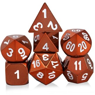 Würfelz Orange with White Numbers - 7 Die Metal Set