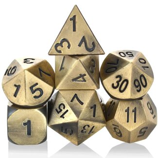 Würfelz Bronze with Black Numbers - 7 Die Metal Set