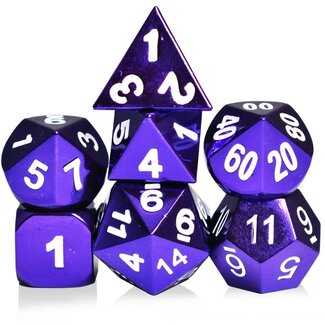 Würfelz Purple with White Numbers - 7 Die Metal Set