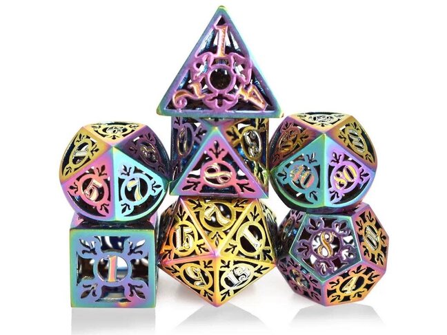 Würfelz Fleur de Lys Rainbow Colors - 7 Die Metal Set