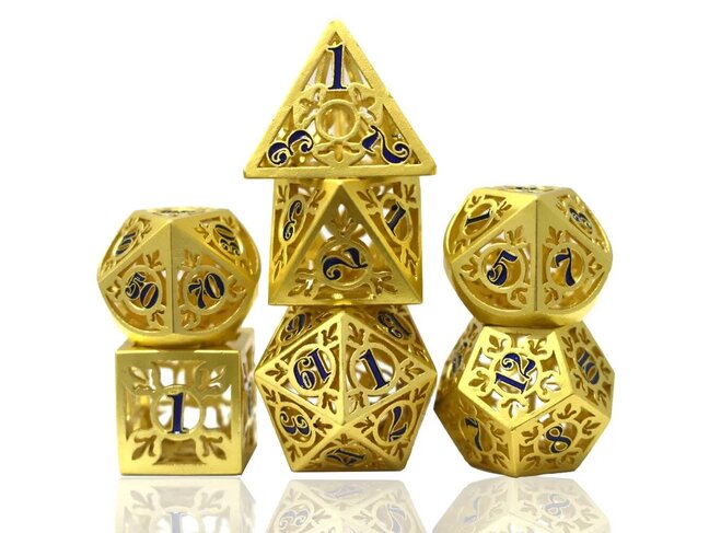 Würfelz Fleur de Lys Gold with Black Numbers - 7 Die Metal Set