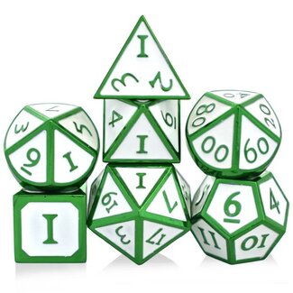 Würfelz White with Green - 7 Die Metal Set