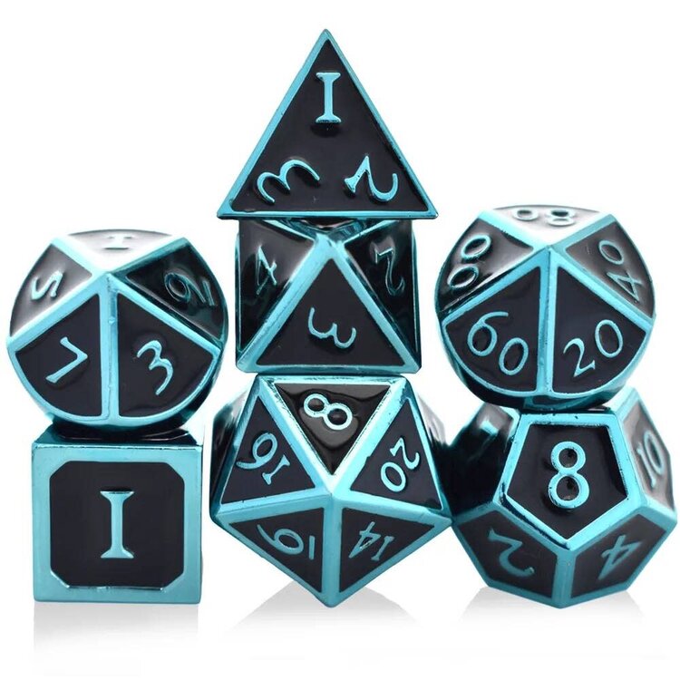 Würfelz Würfelz: Black with Blue - 7 Die Metal Set