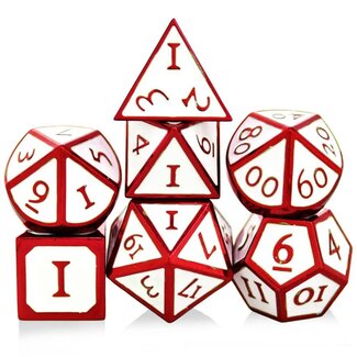 Würfelz White with Red - 7 Die Metal Set