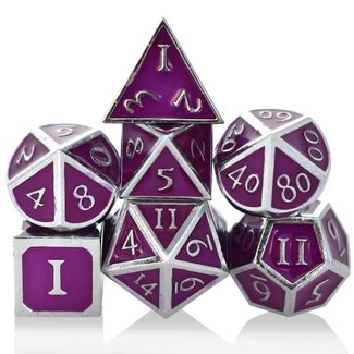 Würfelz Dark Purple with Silver - 7 Die Metal Set
