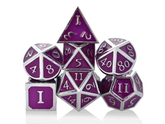 Würfelz Dark Purple with Silver - 7 Die Metal Set