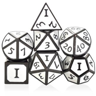 Würfelz White with Black - 7 Die Metal Set