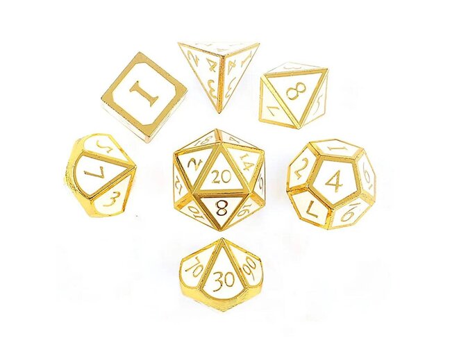 Würfelz White with Gold - 7 Die Metal Set