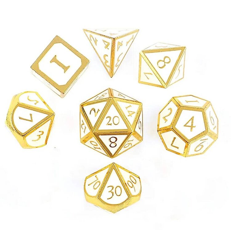Würfelz White with Gold - 7 Die Metal Set