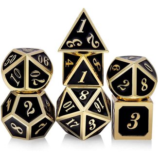 Würfelz Black with Antique Gold - 7 Die Metal Set