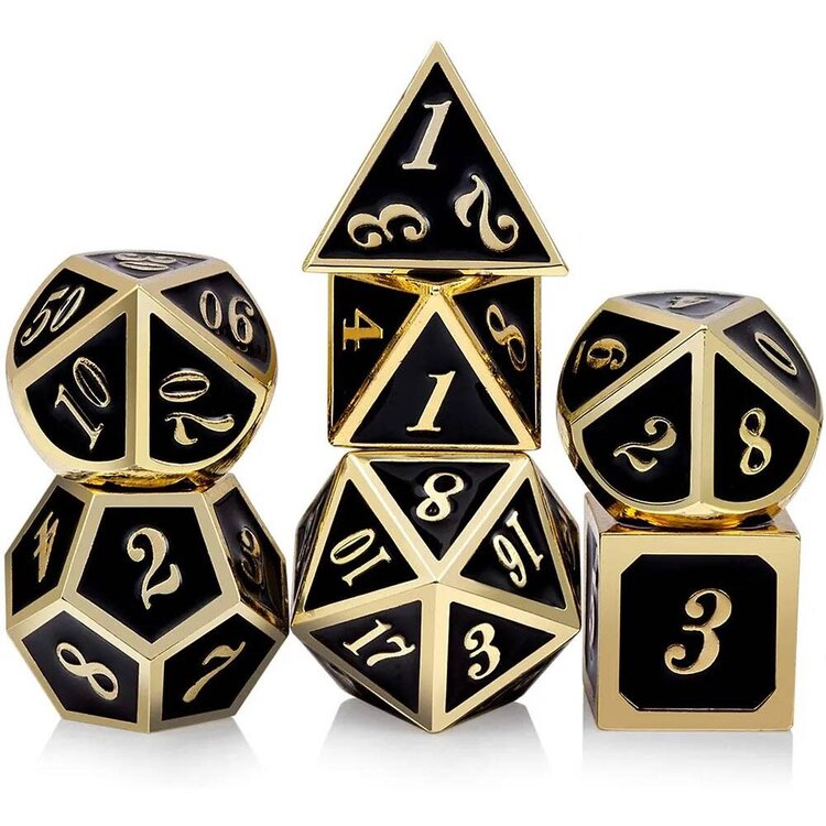 Würfelz Würfelz: Black with Antique Gold - 7 Die Metal Set