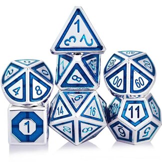 Würfelz Blue with Silver/Blue - 7 Die Metal Set
