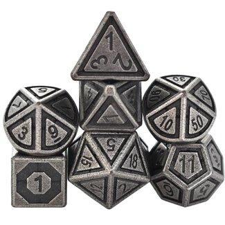 Würfelz Nickel with Black/Nickel - 7 Die Metal Set