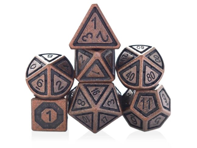Würfelz Barrel Copper with Black - 7 Die Metal Set