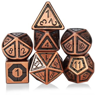 Würfelz Retro Copper with Black - 7 Die Metal Set