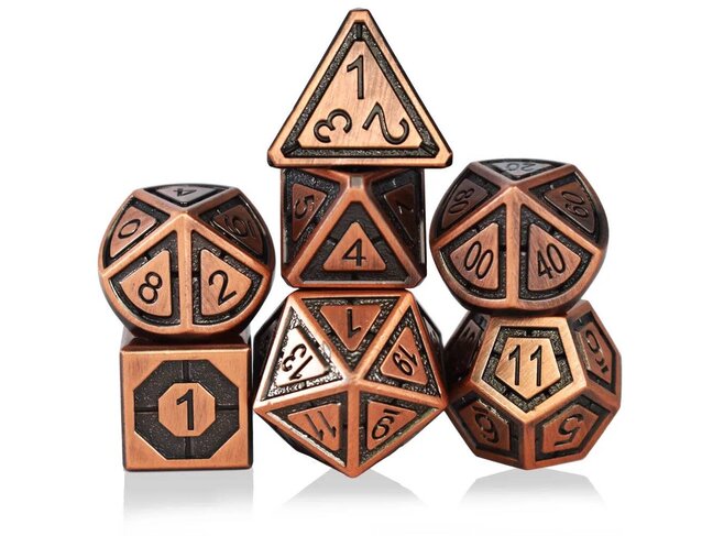 Würfelz Retro Copper with Black - 7 Die Metal Set