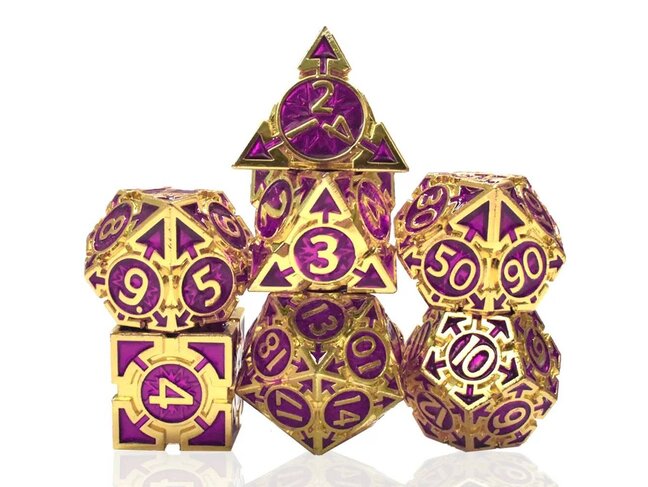 Würfelz Triangle Purple with Gold - 7 Die Metal Set