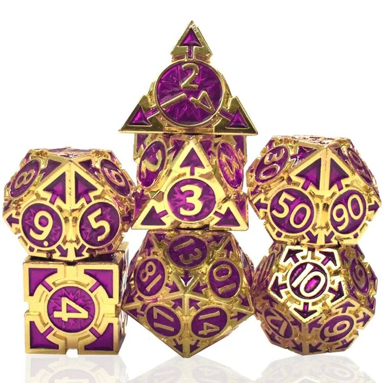 Würfelz Triangle Purple with Gold - 7 Die Metal Set