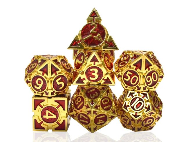 Würfelz Triangle Red with Gold - 7 Die Metal Set