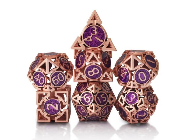 Würfelz Triangle Purple with Rose Gold - 7 Die Metal Set