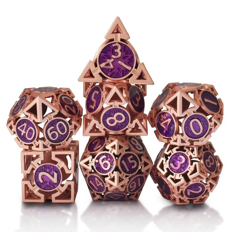 Würfelz Triangle Purple with Rose Gold - 7 Die Metal Set