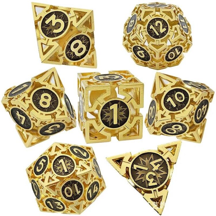 Würfelz Triangle Black with Gold - 7 Die Metal Set