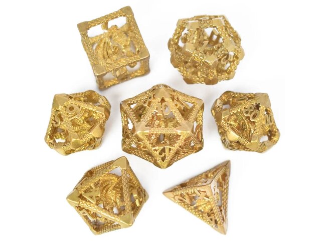 Würfelz Caged Dragon Gold - 7 Die Metal Set