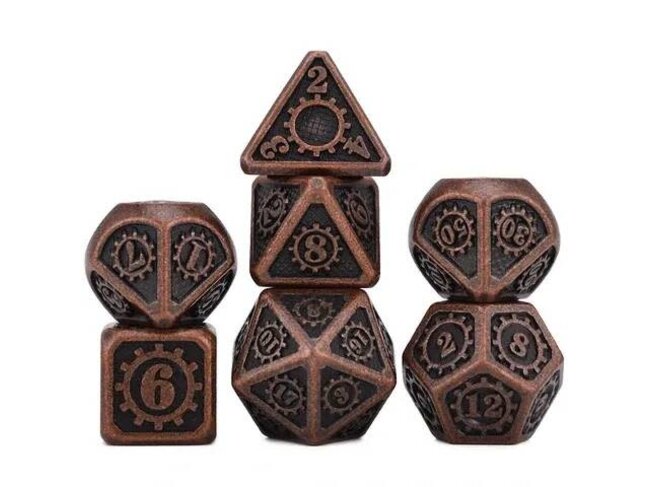 Würfelz Gear Barrel Plated Copper - 7 Die Metal Set