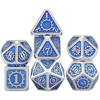 Würfelz Gear Blue with Silver - 7 Die Metal Set