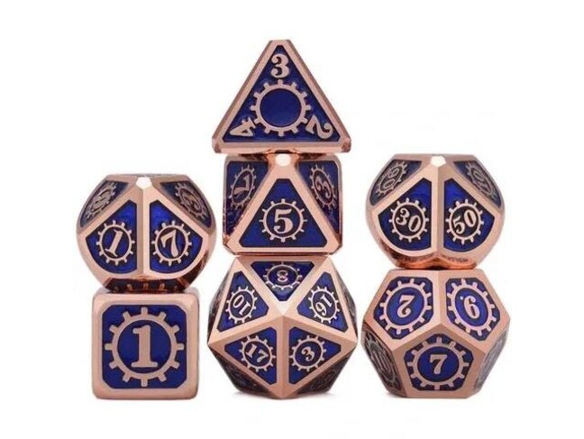 Würfelz Gear Blue with Bronze - 7 Die Metal Set