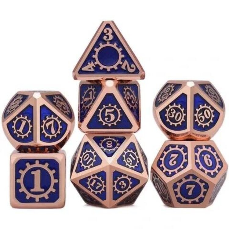 Würfelz Gear Blue with Bronze - 7 Die Metal Set