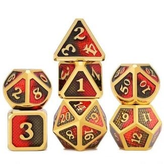 Würfelz Snake Pattern Red/Black with Gold - 7 Die Metal Set