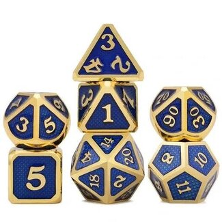 Würfelz Snake Pattern Blue with Gold - 7 Die Metal Set