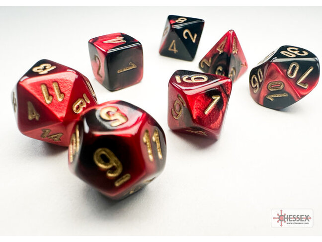 Chessex Black-Red/gold - Gemini Polyhedral 7-Die Set Mini