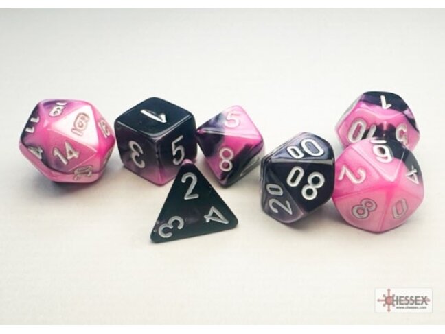 Chessex Black-Pink/white - Gemini Polyhedral 7-Die Set Mini